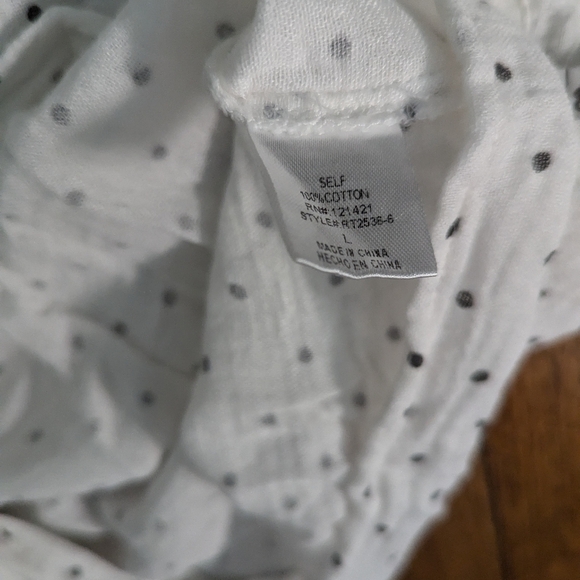 EUC polka dot tie-front cropped Ellison short sleeve gauzy cotton shirt - Picture 8 of 12